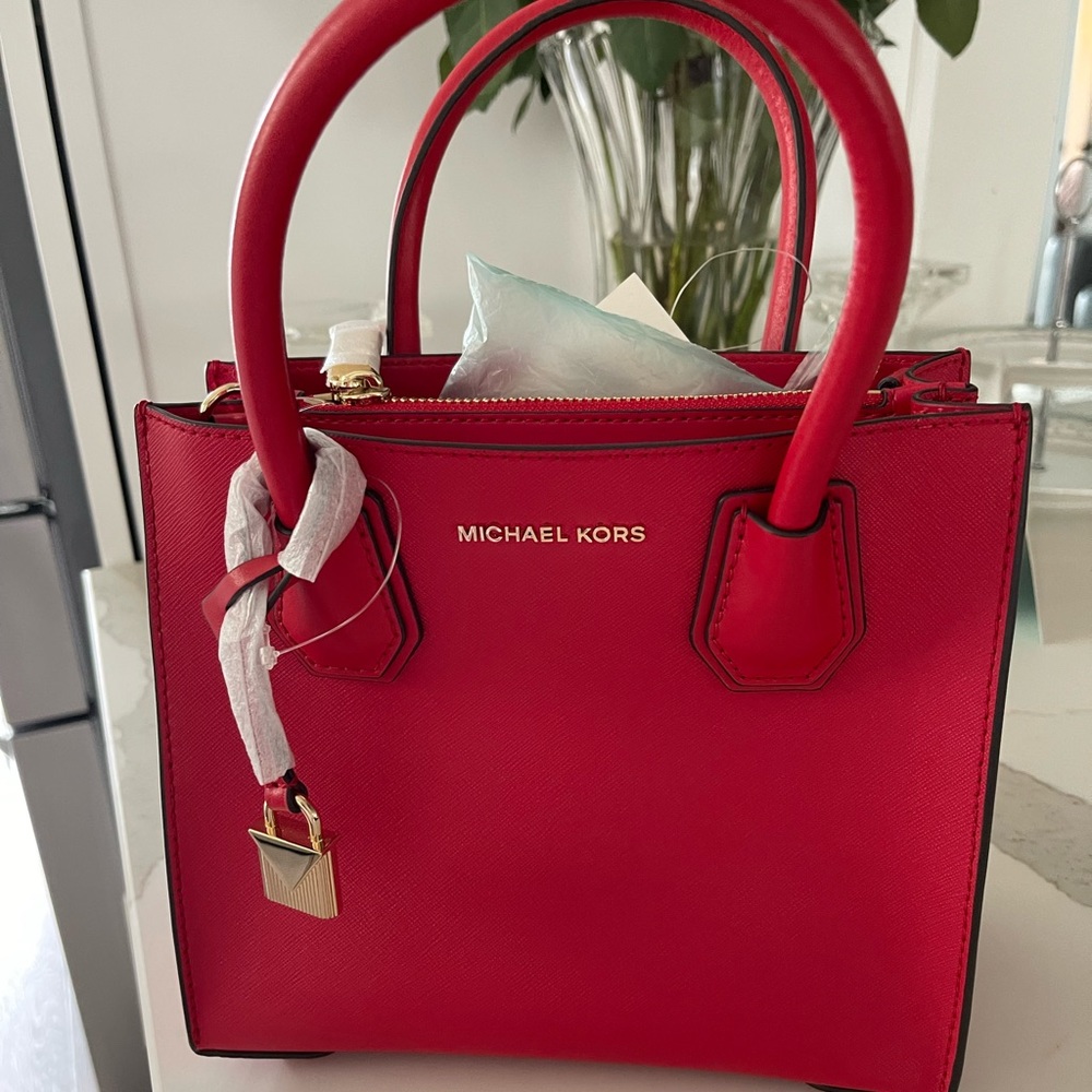 Red Michael Kors Mercer Crossbody Bag
